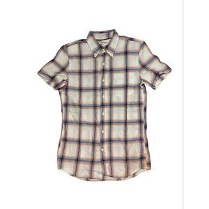 Goodthreads Pink & Blue Topanga Plaid Short Sleeve Button Down Shirt Sz S Slim